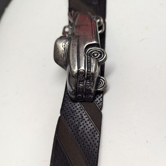 Vintage Italian Leather Belt with Car Buckle – Quelli Della Pelle – Size 37–42 - Picture 3 of 9